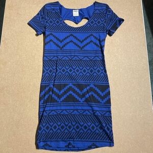 Pink by Victoria's Secret Blue Black Heart Cut-Out Back Valentine's Dress Medium